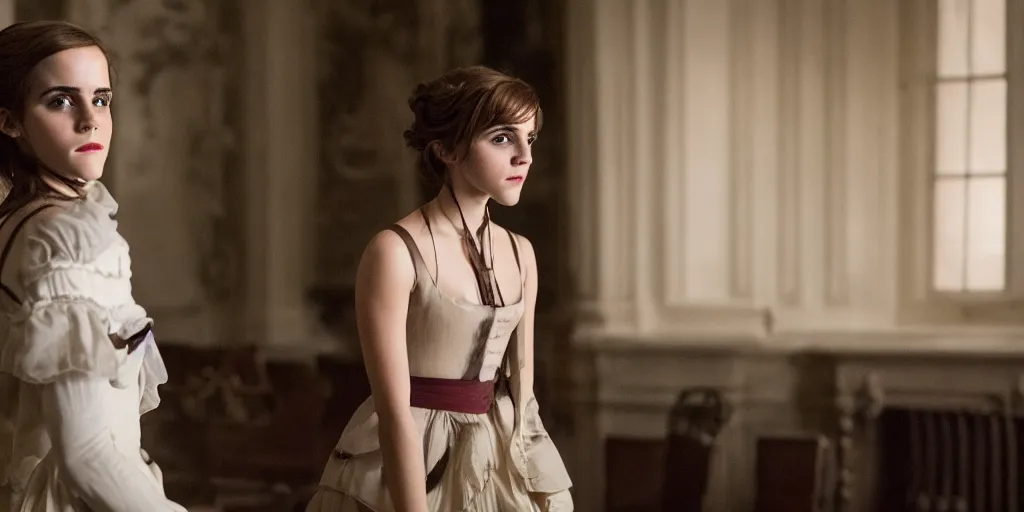 Image similar to Emma Watson in Barry Lyndon Amadeus canon 5d mk4