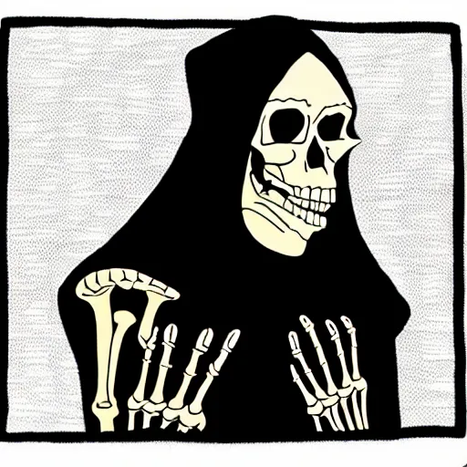 Image similar to a skeleton in black cloak by Matt Bors