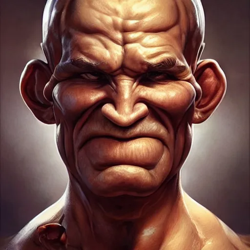 Image similar to a masterpiece of popeye with huge biceps. very detailed eyes. intricate, elegant, highly detailed. trending on artstation, digital art, by stanley artgerm lau, wlop, rossdraws, james jean, andrei riabovitchev, marc simonetti, yoshitaka amano