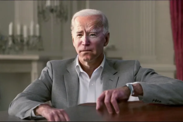 Image similar to film still frame of biden in requiem-for-a-dream, high quality