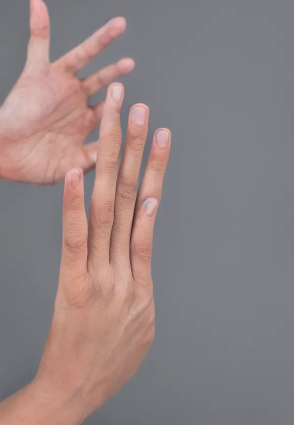 Image similar to ultra detailed photorealistic woman's hand with palm up and only 5 fingers, back of hand on the table, palm pattern visible, instagram photo, studio photo, 9 0 mm, f / 1. 4