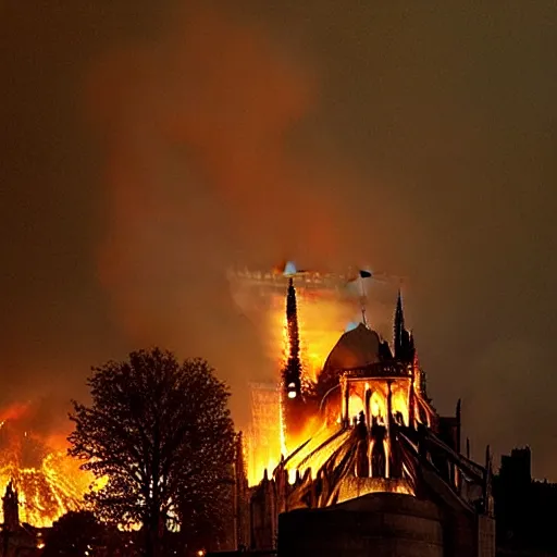 Image similar to “minions laughing as the Notre dame burns behind them”