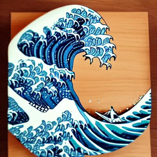 Image similar to the great wave made of choccolate