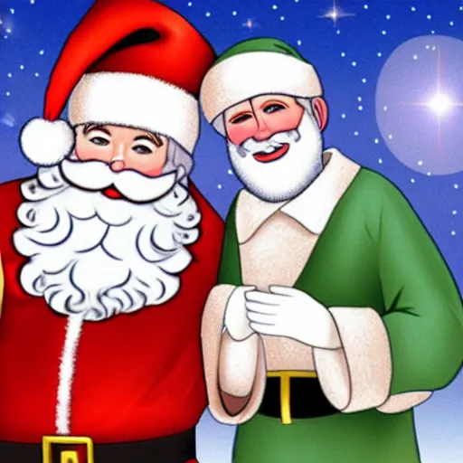 Image similar to Santa and Jesus are friends