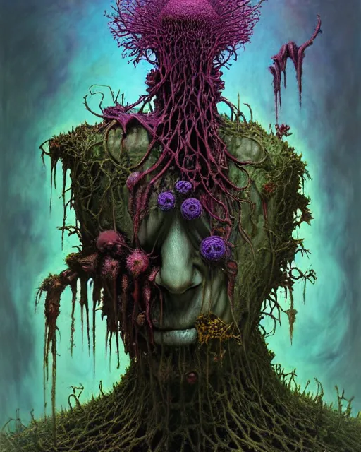 Image similar to the platonic ideal of flowers, rotting, insects and praying of cletus kasady carnage thanos datura stramonium dementor wild hunt doctor manhattan chtulu mandelbulb bioshock, ego death, decay, salvia, concept art by randy vargas and zdzisław beksinski and greg rudkowski