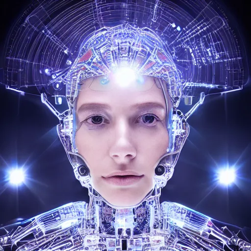 Image similar to beautiful centered Fine art photo portrait of Angelica Bella as a solarpunk robotic humanoid, crystal mechanical parts with lights, photorealistic, white background, highly detailed and intricate, outdoor lighting, HDR 8k