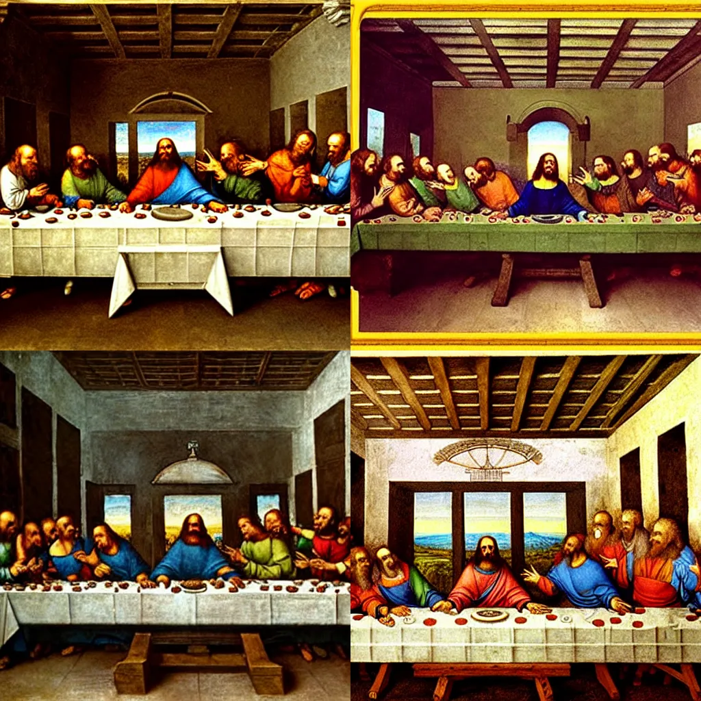 Prompt: The minions are in the last supper by Leonardo Da Vinci