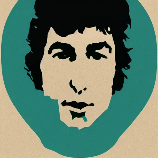 Prompt: flat portrait of bob dylan by paul rand