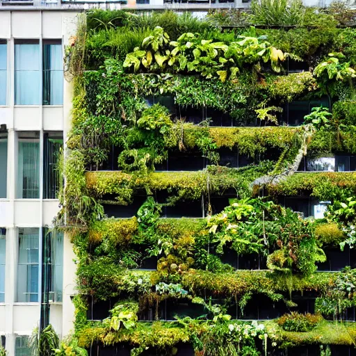 Image similar to a lush living wall on a building made of native new zealand epiphytes and vines