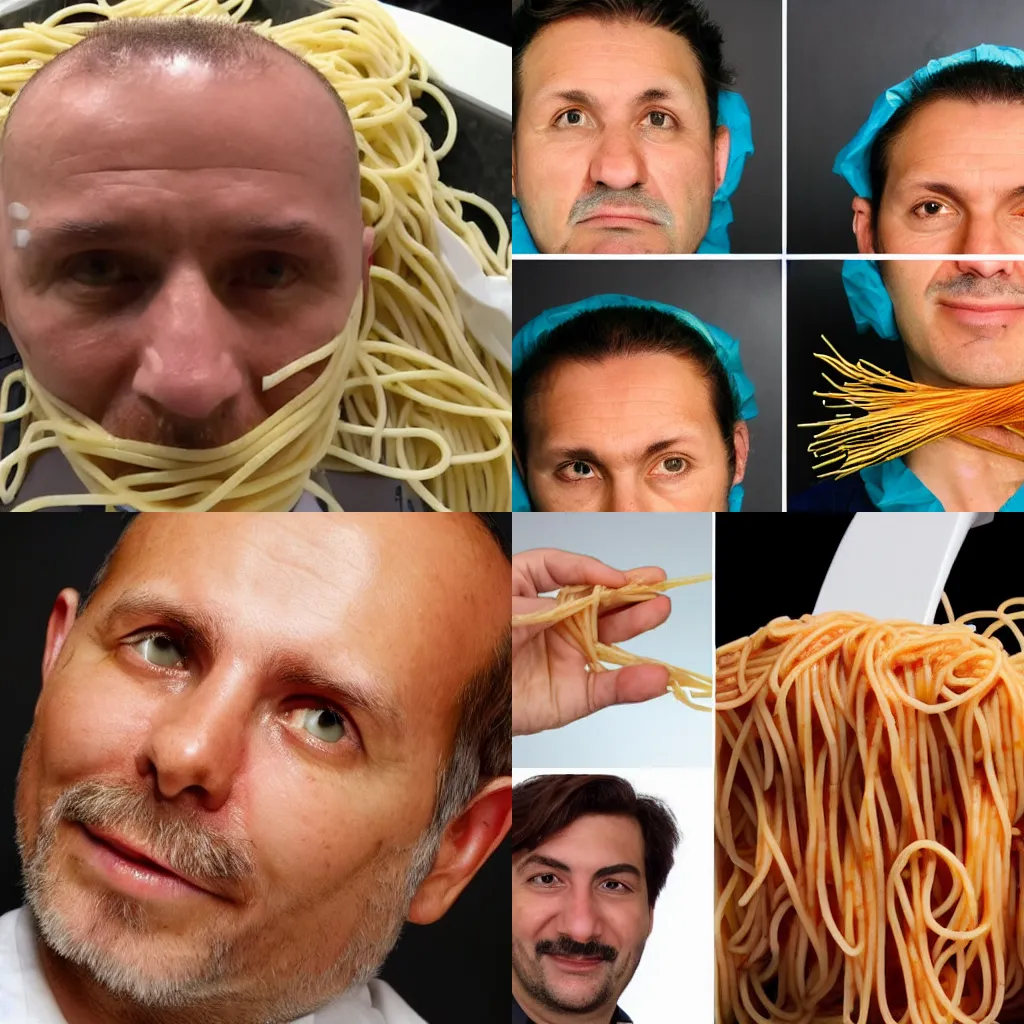 Prompt: surgeon puts spaghetti inside patient's head as a joke