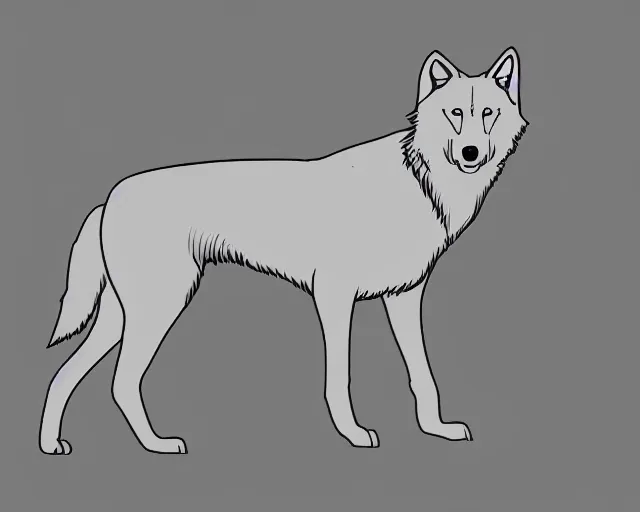 Prompt: professional digital art of a full-body outline of a wolf, very simple, proportional, centered, no color, high quality, HD, 8K,