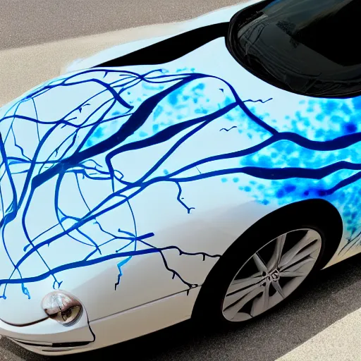 Image similar to neuron edges graphic style painted on a car