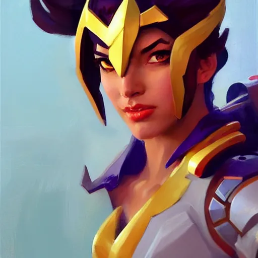 Image similar to Greg Manchess portrait painting of SheRa as Overwatch character, medium shot, asymmetrical, profile picture, Organic Painting, sunny day, Matte Painting, bold shapes, hard edges, street art, trending on artstation, by Huang Guangjian and Gil Elvgren and Sachin Teng