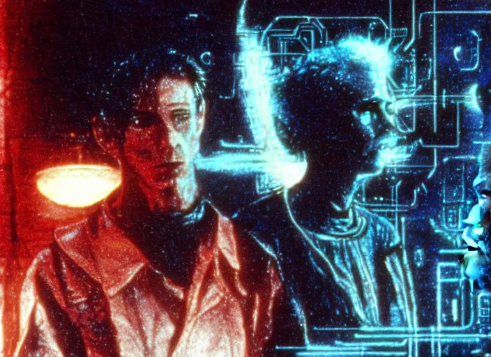 Prompt: scene from the critically - acclaimed 1 9 8 5 science fiction film neuromancer