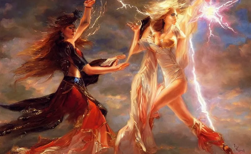 Image similar to The revenge of the lightning goddess. By Konstantin Razumov, highly detailded