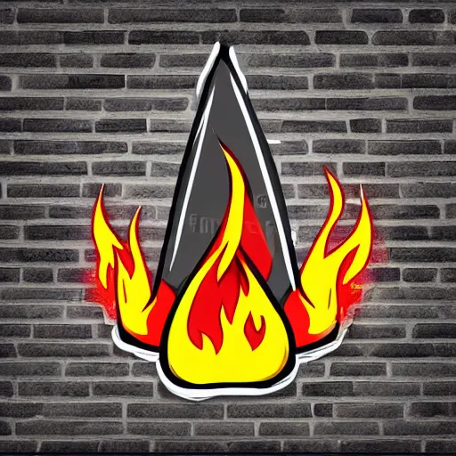 Prompt: mage pointy hat on fire vector art, logo, black and white, clear, no watermarks