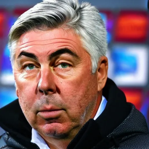 Prompt: high quality front face picture of Carlo Ancelotti