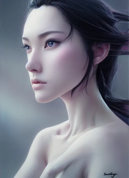 Image similar to photo of a gorgeous young woman in the style of stefan kostic, realistic, sharp focus, 8 k high definition, insanely detailed, intricate, elegant, art by yoshitako amano and stanley lau and artgerm