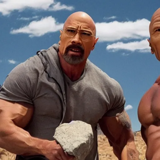 Image similar to Walter white and Dwayne the rock johnson working together