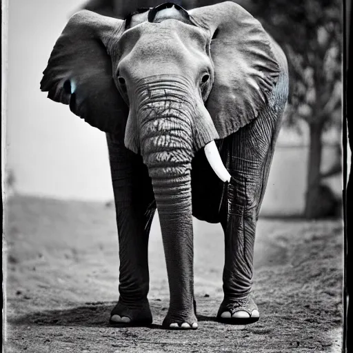 Image similar to extremely detailed black and white photo by john l. gaunt of a small boy standing next to an elephant. extreme focus of the face.