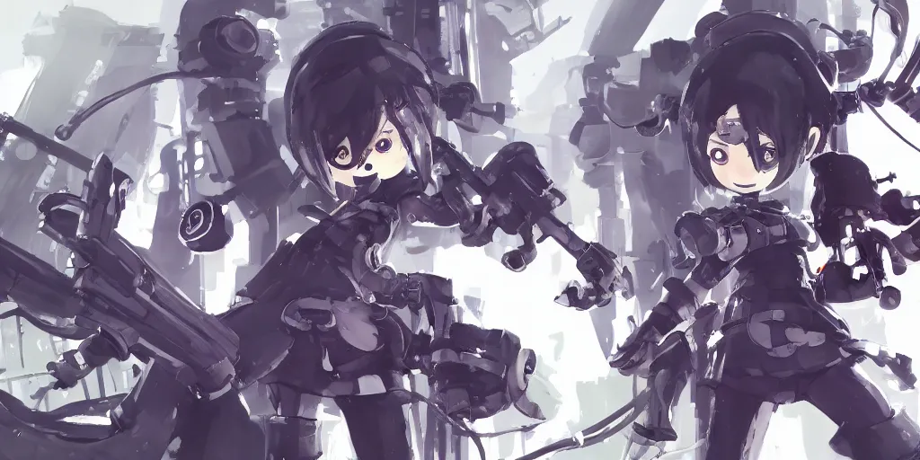 Image similar to splatoon nintendo one character digital painting no blur, concept art, character sheet nier automata 2 d, yoji shinkawa, yoshitaka amano, tsutomu niehi, cyberpunk, trending on artstation, featured on pixiv, hyper detail, cinematic composition, 8 k