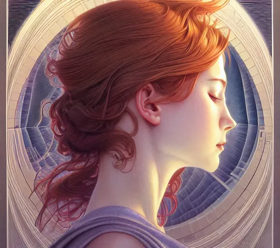 Image similar to ' lost in a lucid dream, my soul drifted away ', beautiful shadowing, 3 d shadowing, reflective surfaces, illustrated completely, 8 k beautifully detailed pencil illustration, extremely hyper - detailed pencil illustration, intricate, epic composition, masterpiece, bold complimentary colors. stunning masterfully illustrated by artgerm, range murata, alphonse mucha.