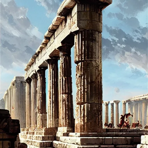 Image similar to Ancient Greek Polis in ancient times by Greg Rutkowski