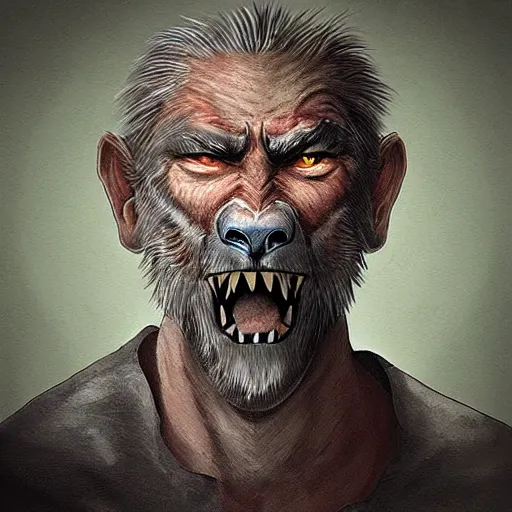 Prompt: “a fantasy digital portrait of ((((an old man)))), werewolf”