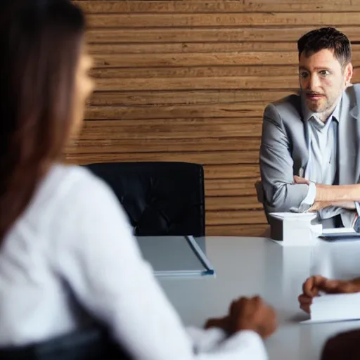 Image similar to 2 people are in a business meeting