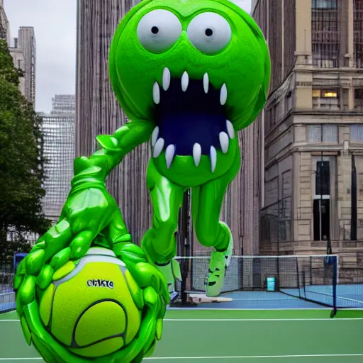 Image similar to a tennis ball monster by jeff koons