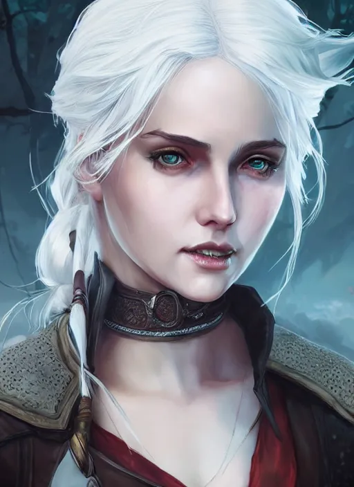 Image similar to character concept art of ciri from the witcher | | cute - fine - face, pretty face, realistic shaded perfect face, fine details by stanley artgerm lau, wlop, rossdraws, james jean, anime style, andrei riabovitchev, marc simonetti, and sakimichan, tranding on artstation