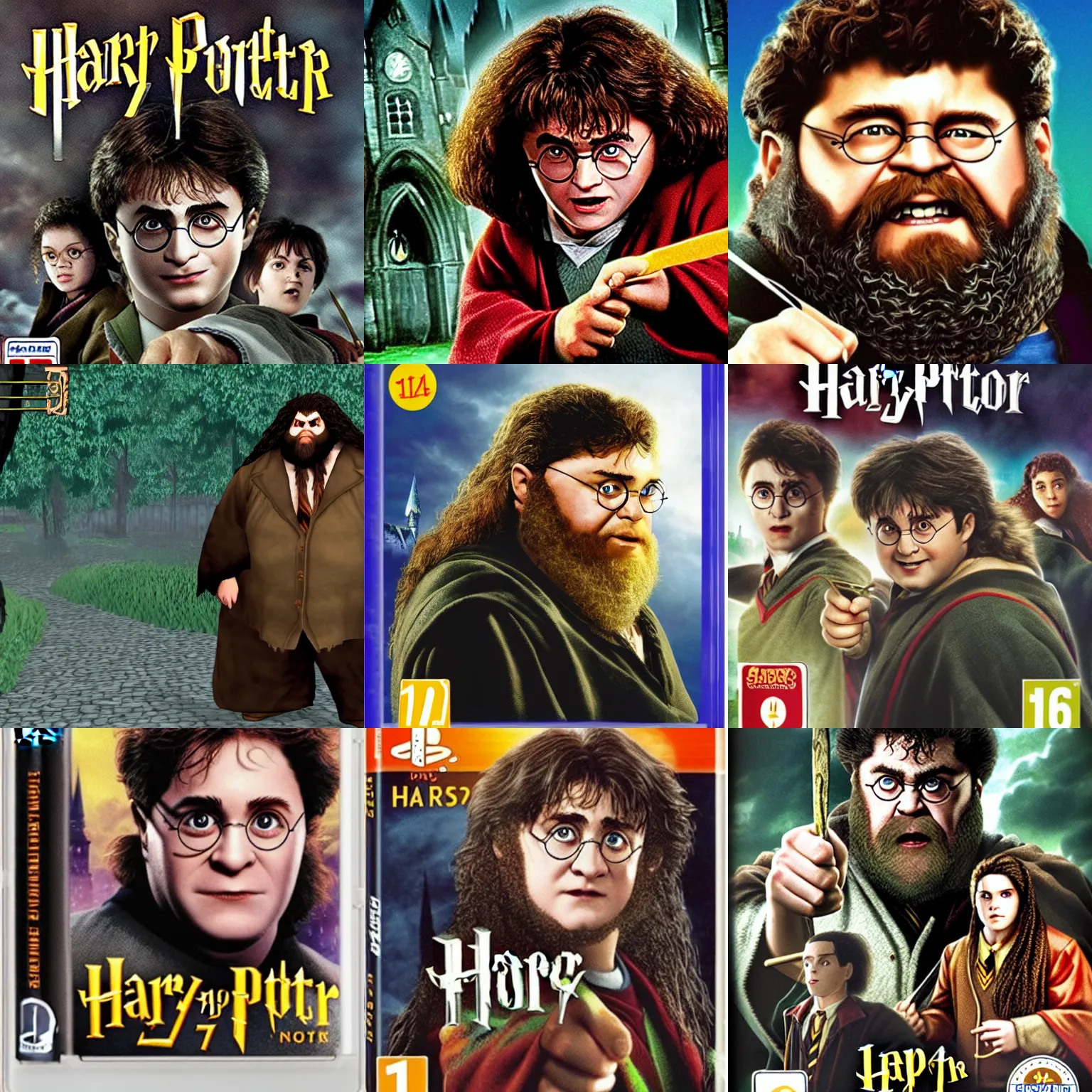 Prompt: harry potter 1 for playstation 1 hagrid