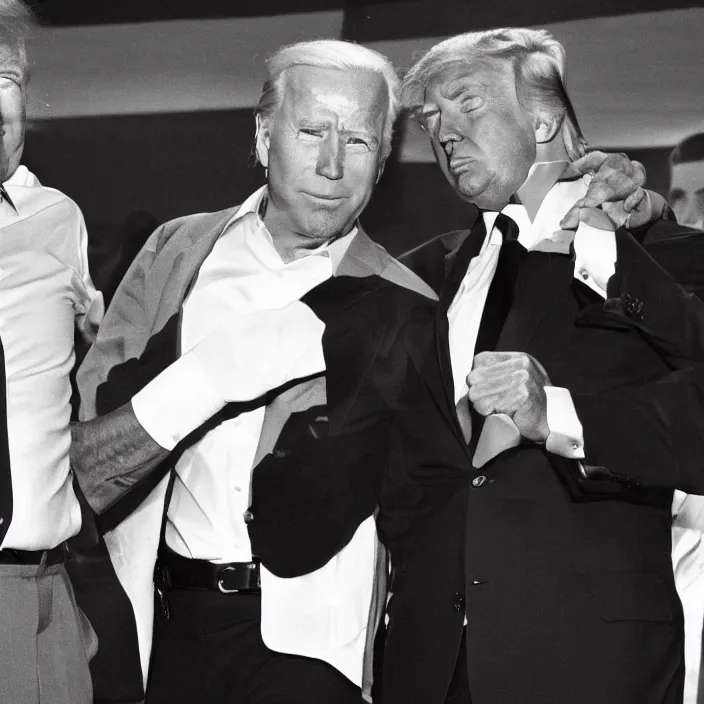 Image similar to joe biden and donald trump in a boxing match, detailed sharp photo