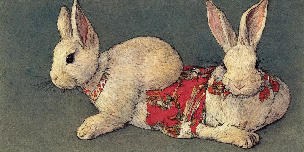 Image similar to a rabbit in the style carl larsson