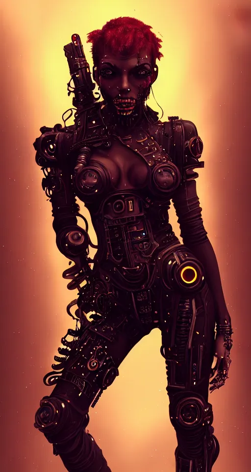 Image similar to soft lustrous ebony dark biotech raver gothic cyborg gutter punk, earbuds, golden ratio, details, scifi, fantasy, cyberpunk, intricate, decadent, highly detailed, digital painting, octane render, artstation, concept art, smooth, sharp focus, illustration, art by artgerm, loish, wlop