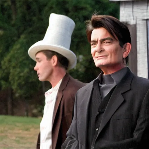 Image similar to charlie sheen in an amish comedy drama