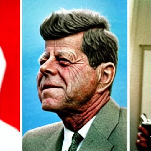 Image similar to elderly former president jfk. age 8 5. ap photo, 2 0 0 2. wrinkled, wizened face. color photo. contest winner