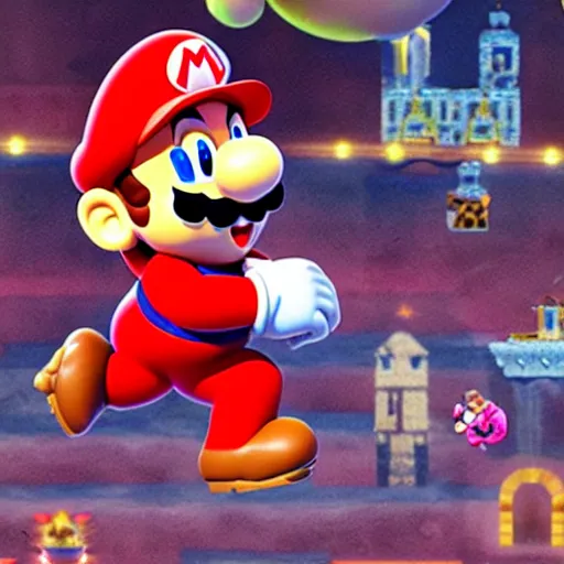 Prompt: mario jumping over birdo 4k