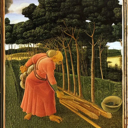 Image similar to Farmer tilling his field by Botticelli,