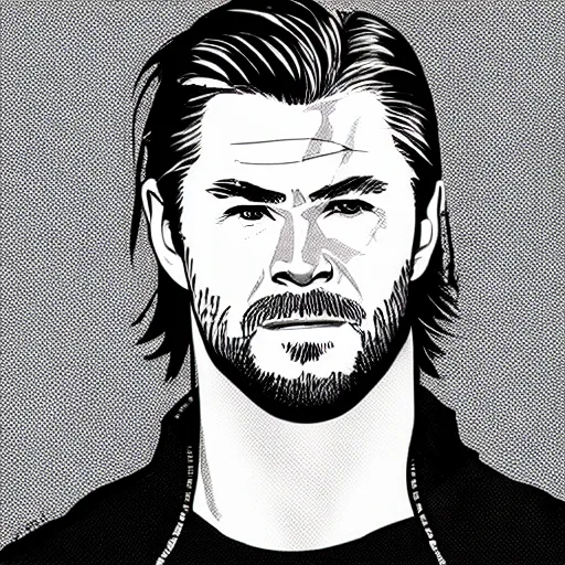 Image similar to chris hemsworth, digital art, utamaro kitagawa style