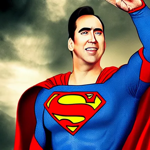 Image similar to nicholas cage as superman