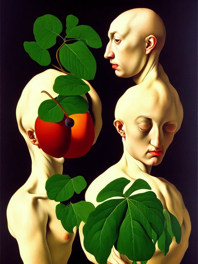 Prompt: hyperrealistic still life portrait a mind imagining itself in the form of beautiful plants, jungian archetypes, by caravaggio, surrealism, vivid colors, serene,, by rene magritte