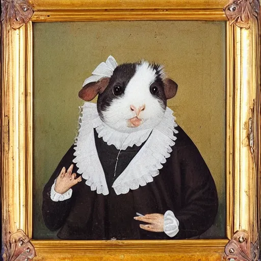 Prompt: a guinea pig, 1 7 0 0 s portrait, sailor uniform