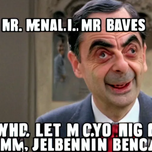 Prompt: a meme about mr. bean and jellybeans