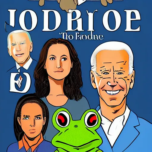 Image similar to animorphs book cover of joe biden and a frog