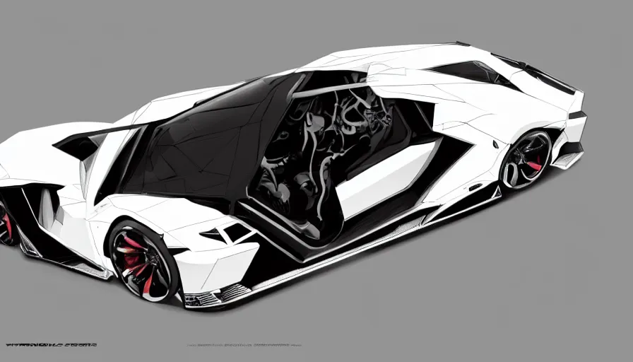 Image similar to concept art of white rollcage lamborghini, hyperdetailed, artstation, cgsociety, 8 k