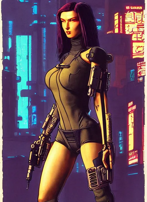 Image similar to cyberpunk mercenary in tactical gear and jumpsuit. portrait by stonehouse and mœbius and will eisner and gil elvgren and pixar. realistic proportions. dystopian. cyberpunk 2 0 7 7, apex, blade runner 2 0 4 9 concept art. cel shading. attractive face. thick lines.