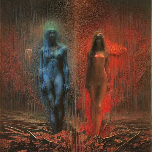 Image similar to cyberpunk dreaming by gustave dore and gustave moreau and beksinski