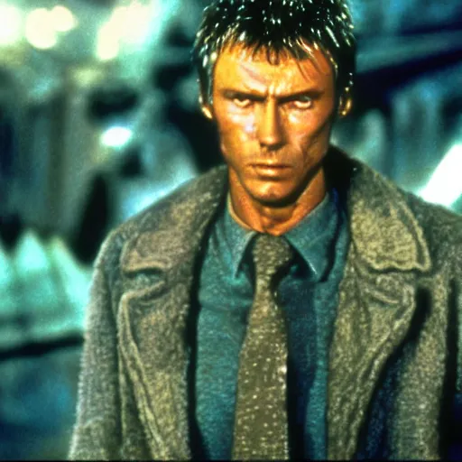 Prompt: clint eastwood in sci fi movie blade runner