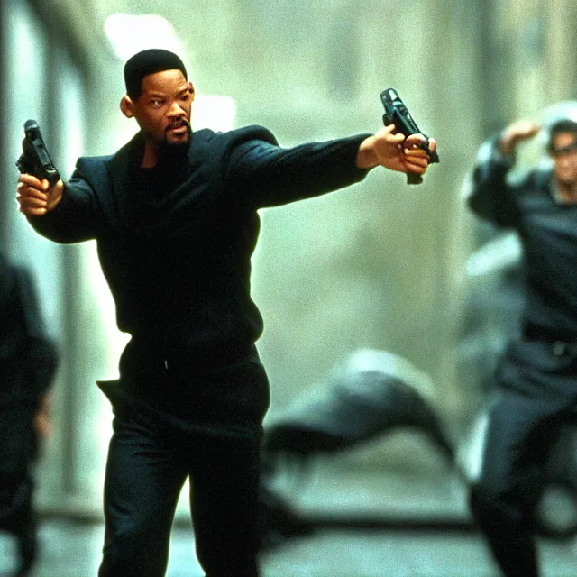 Prompt: movie still of Will Smith in Matrix (1999)
